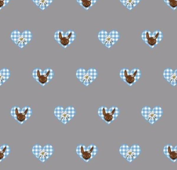 Jersey Baumwolle Bavarian Heart hellgrau